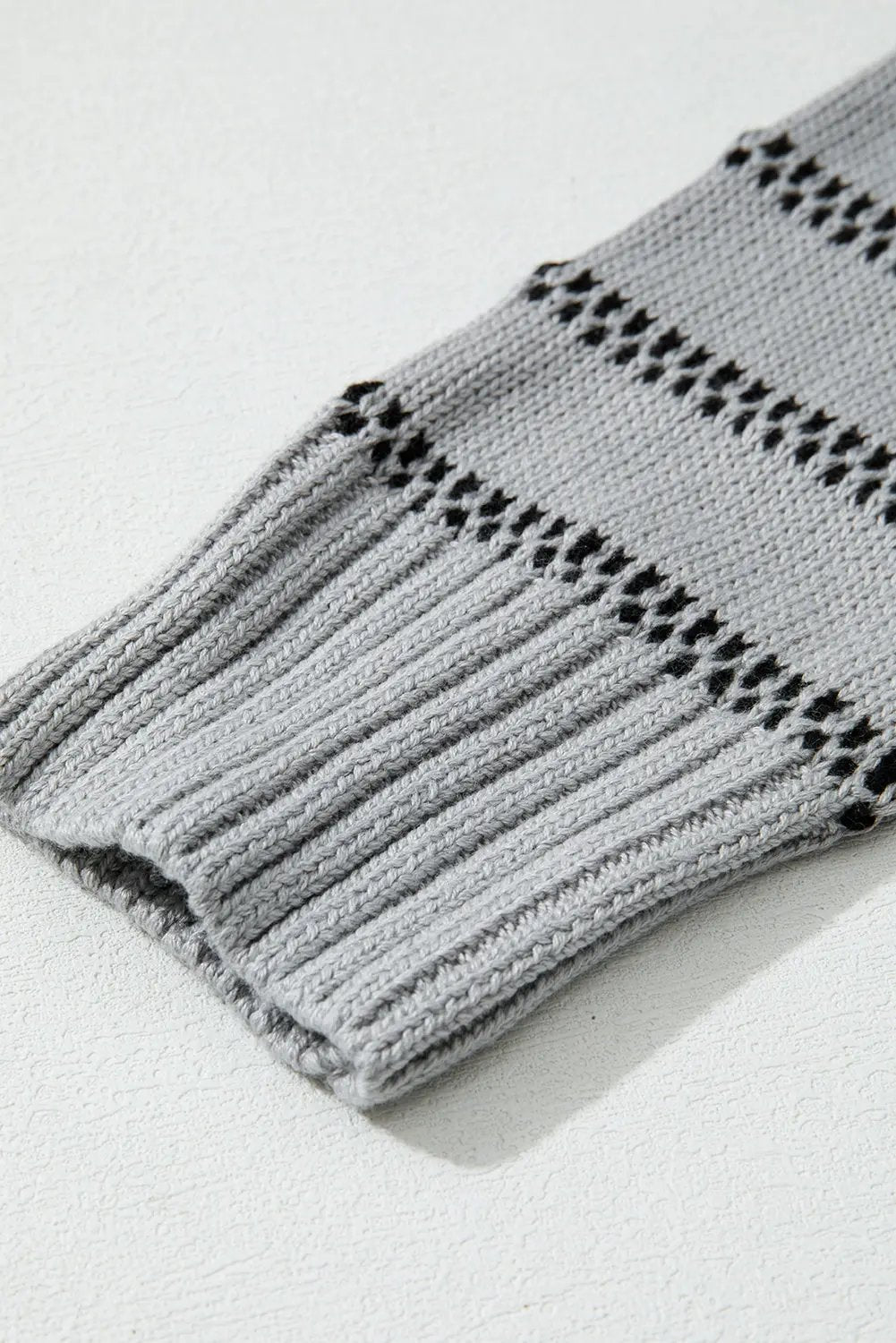 Gray Stripe Button Front Ribbed Trim Short Cardigan Dear-Lover Dropshipping